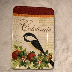 Cracker Barrel Celebrate Plate with Red and Green Design